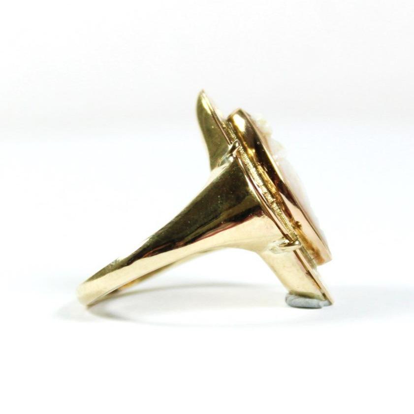 9ct Yellow Gold Art Nouveau Conch Shell Cameo Dress Ring