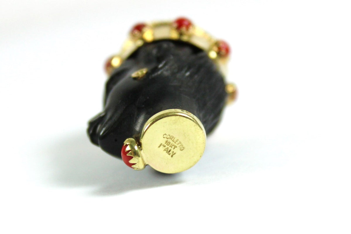 Vintage 18ct Yellow Gold Ebony Blackamoor  Pendant