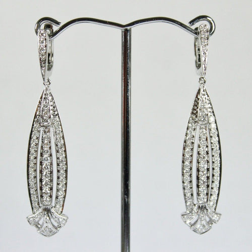 9ct White Gold Diamond Drop Earrings