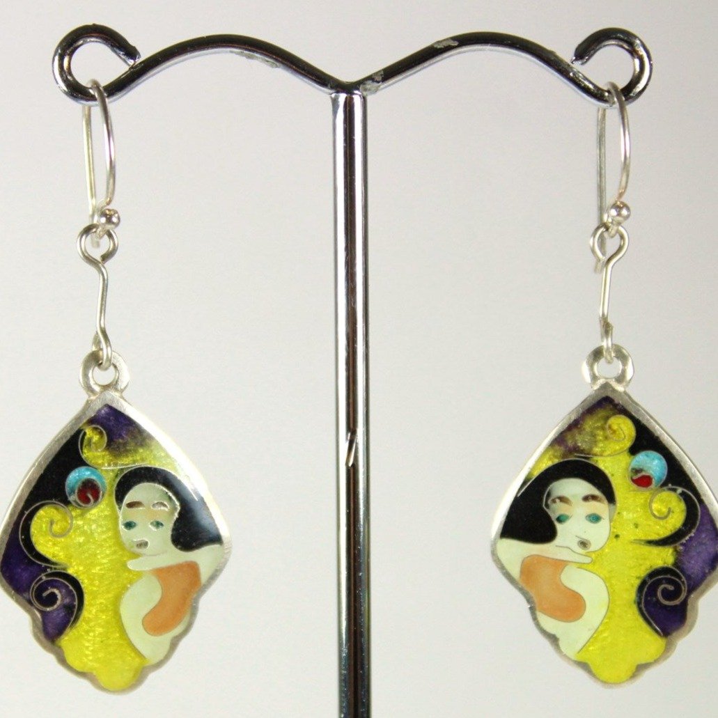 Enamel Abstract Portrait Earrings