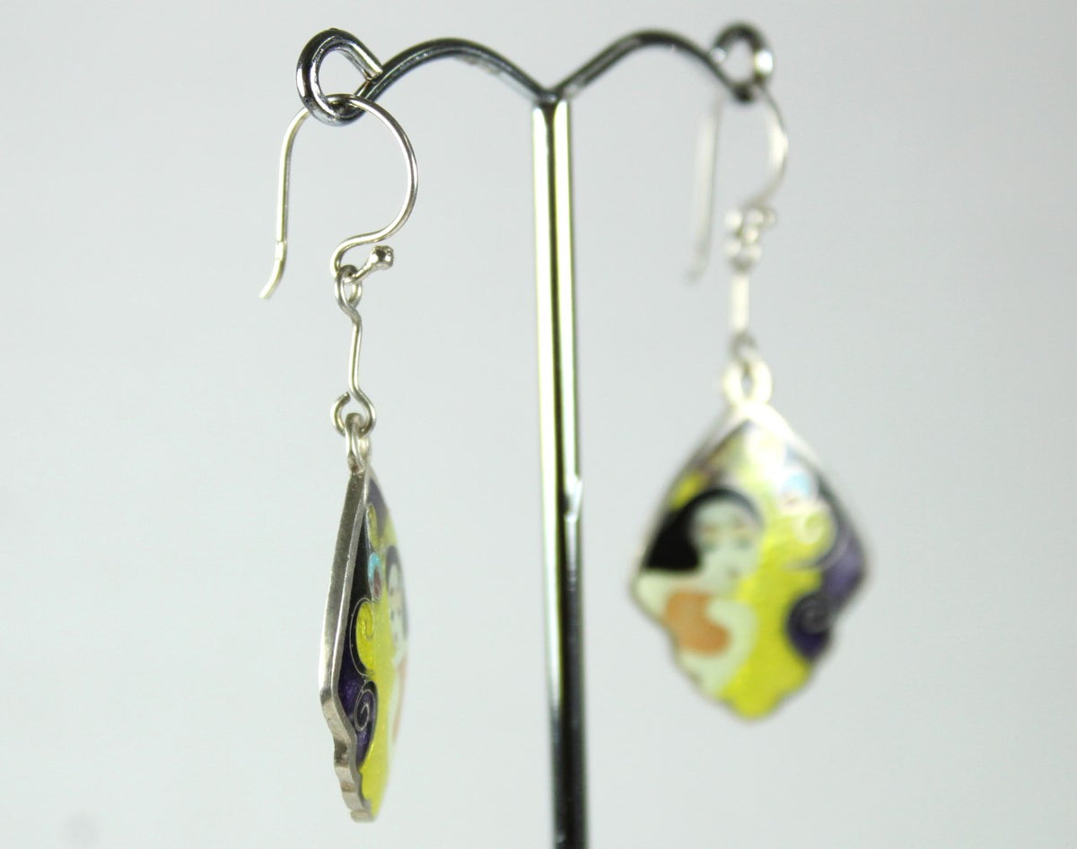 Enamel Abstract Portrait Earrings