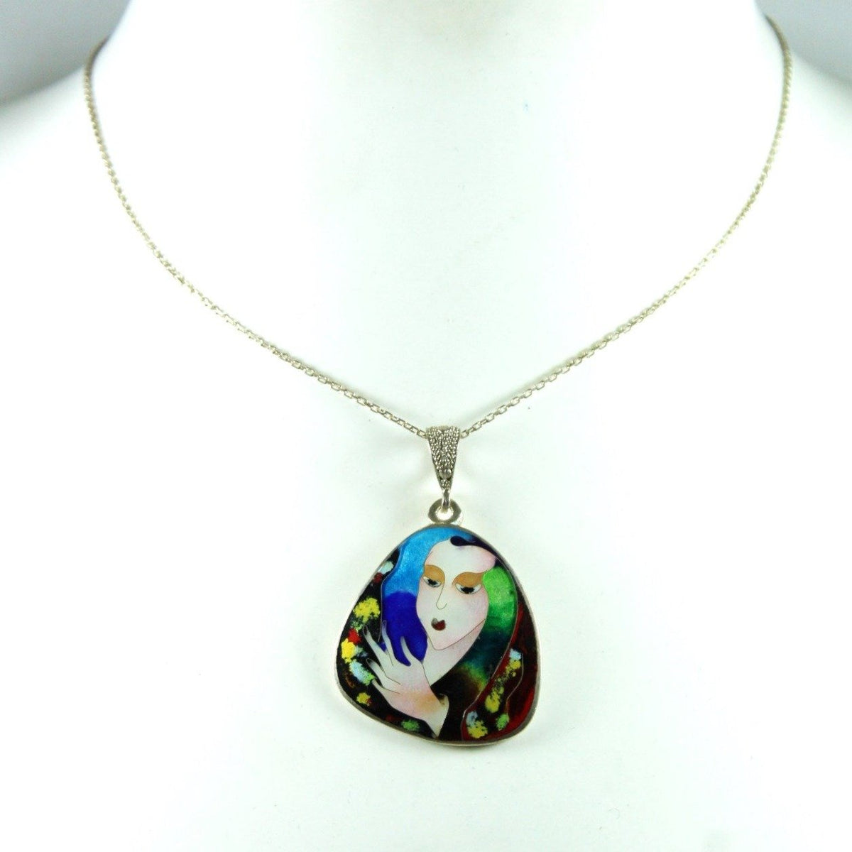 Handmade Enamel Portrait Pendant
