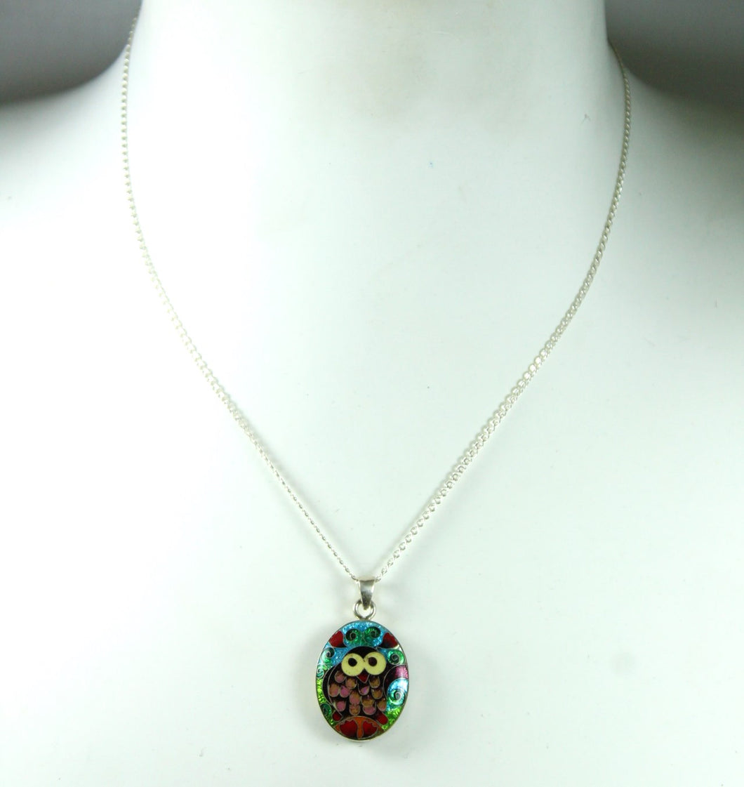 Owl and Cat Enamel Double Sided Pendant