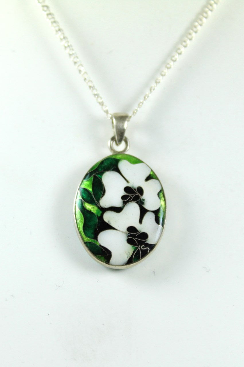 Handmade Floral Enamel Double Sided Pendant