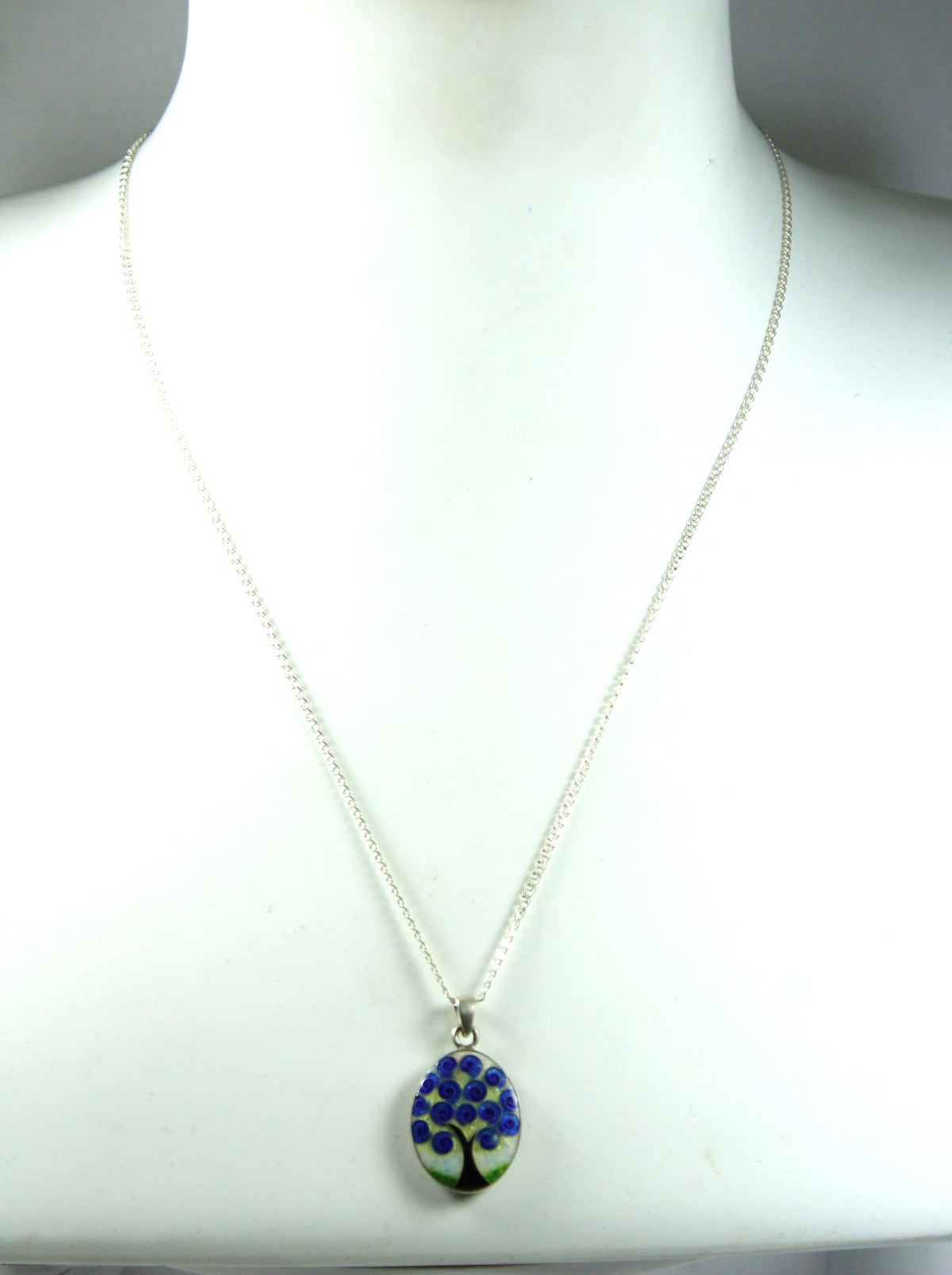 Tree of Life and Pansy Enamel Double Sided Pendant