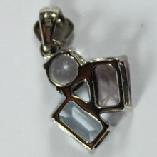 9ct White Gold Blue, Pink and White Topaz Pendant