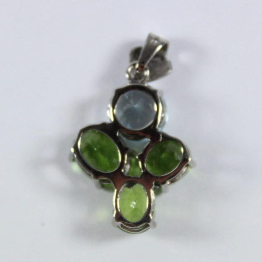 9ct White Gold Peridot and White Topaz Pendant