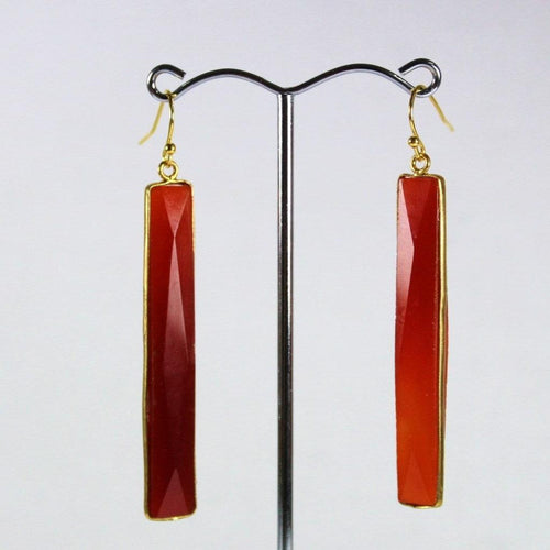 Sterling Silver Gold Plate Carnelian Drop Earrings