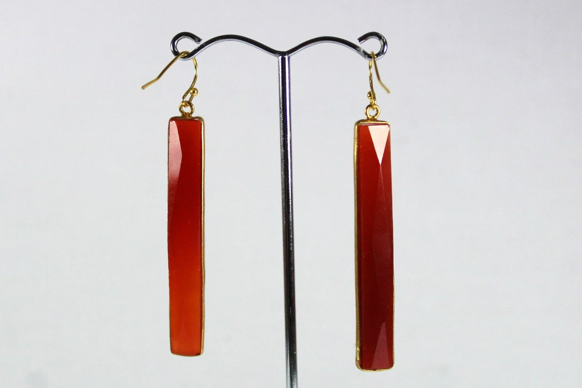 Sterling Silver Gold Plate Carnelian Drop Earrings