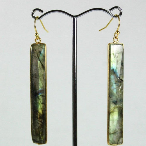 Sterling Silver Gold Plate Labradorite Drop Earrings