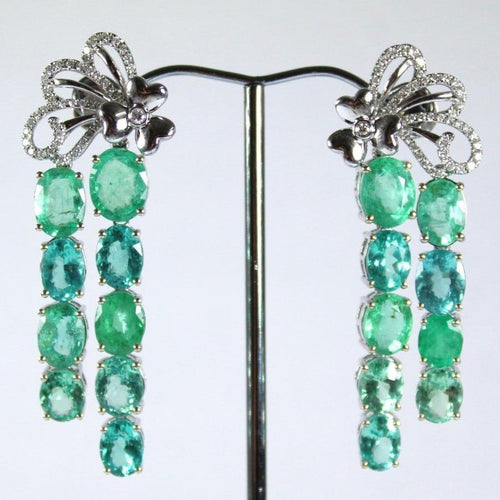 Paraiba Tourmaline, Apatite and Diamond Earrings