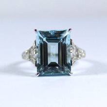 9ct White Gold 8.28ct Aquamarine and Diamond Dress Ring