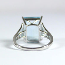 9ct White Gold 8.28ct Aquamarine and Diamond Dress Ring