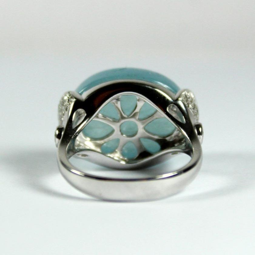 Cabochon Aquamarine and Diamond Ring