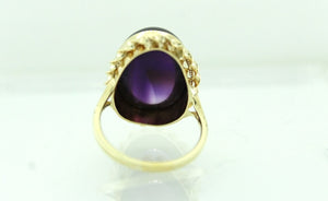 Vintage 9ct Yellow Gold Cabochon Amethyst Cocktail Ring