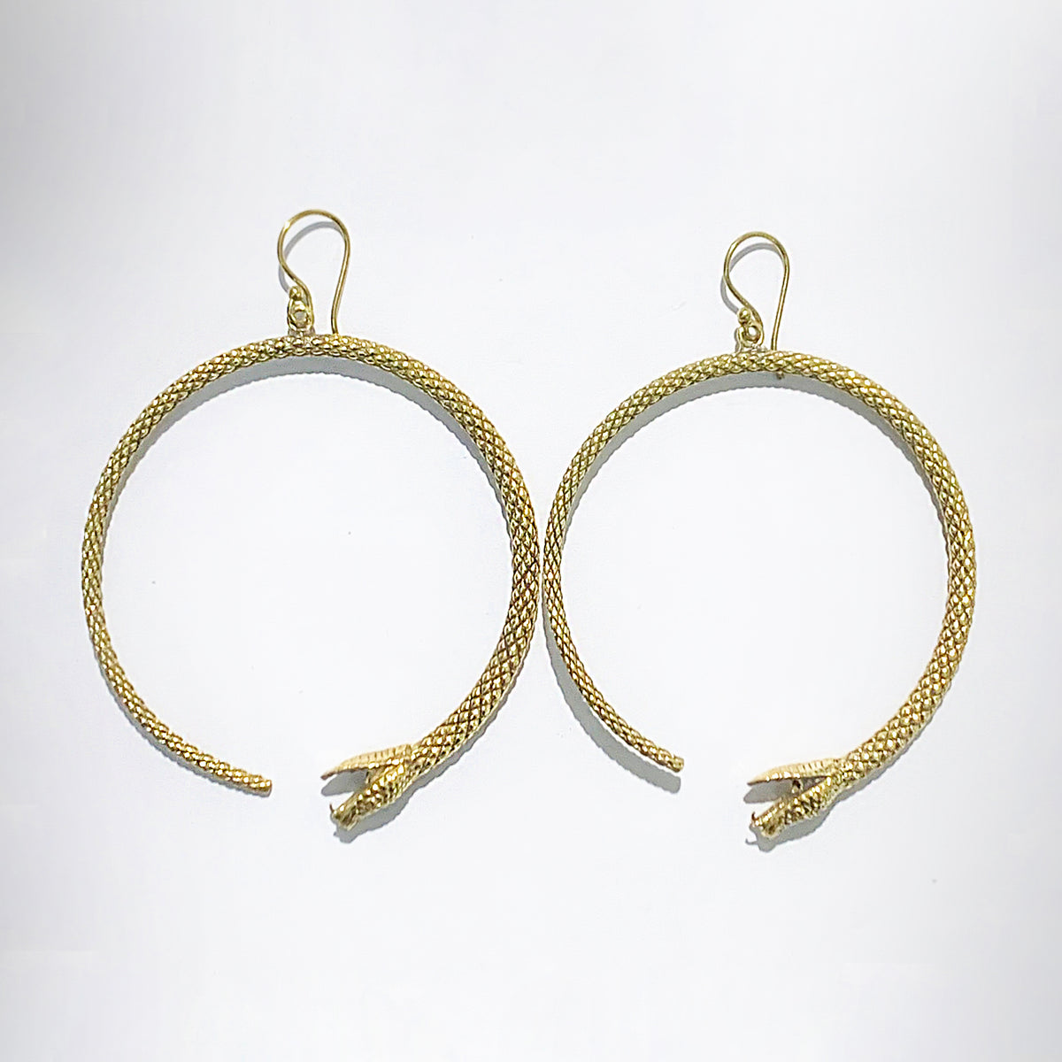 Brass Gold Hook Drop Snake Engraved Earrings
