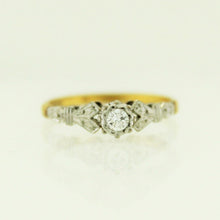 Vintage 18ct Yellow Gold and Platinum Diamond Engagement