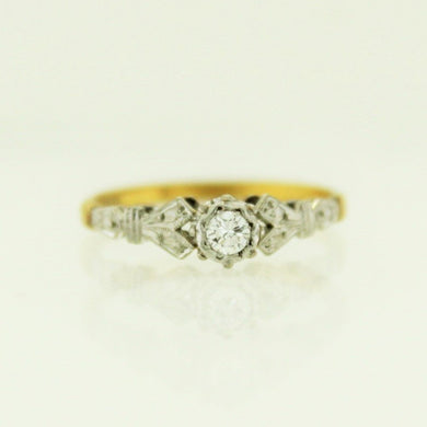 Vintage 18ct Yellow Gold and Platinum Diamond Engagement