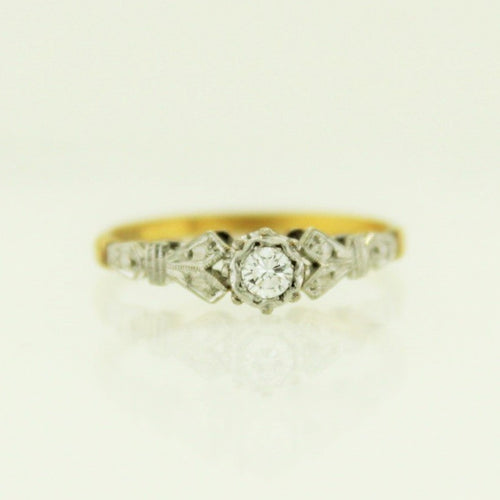 Vintage 18ct Yellow Gold and Platinum Diamond Engagement