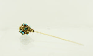 Antique 9ct Yellow Gold Turquoise Hat Pin
