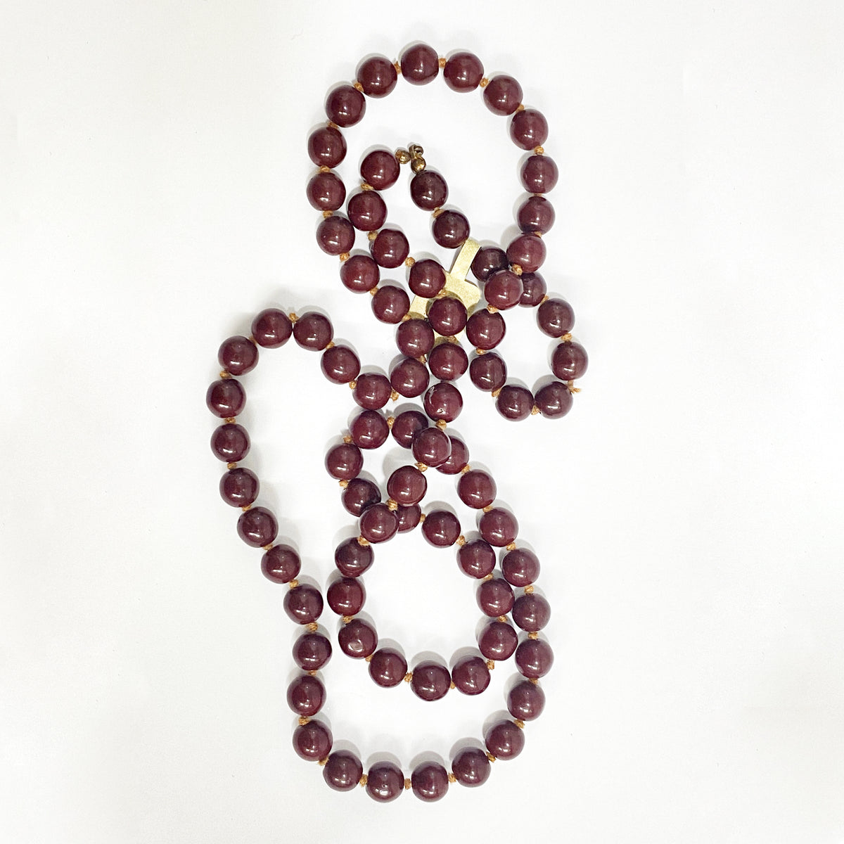 Antique 1920's Burgundy Glass Beaded Necklace