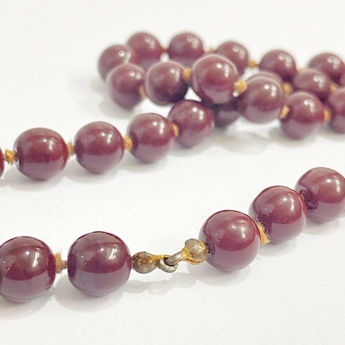 Antique 1920's Burgundy Glass Beaded Necklace