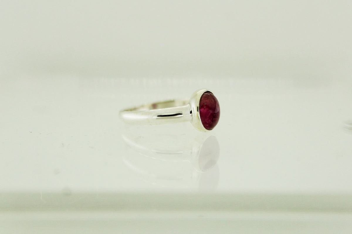 Sterling Silver Cabochon Pink Tourmaline Ring