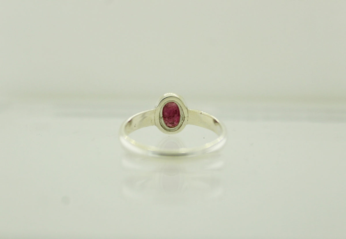 Sterling Silver Cabochon Pink Tourmaline Ring
