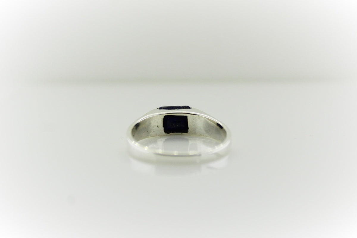 Sterling Silver Thin Gemstone Mens Ring