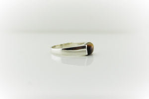 Sterling Silver Thin Gemstone Mens Ring