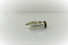 Sterling Silver Thin Gemstone Mens Ring