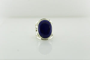 Sterling Silver Engraved Lapis Lazuli Cocktail Ring