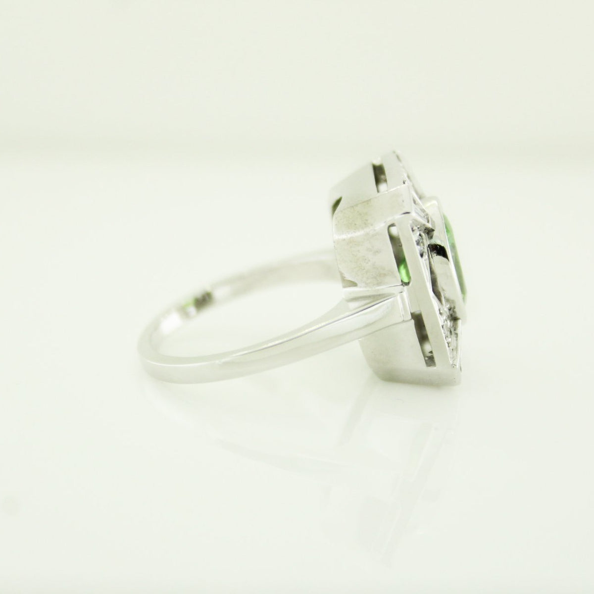 9ct White Gold Tsavorite Garnet and Diamond Cocktail Ring