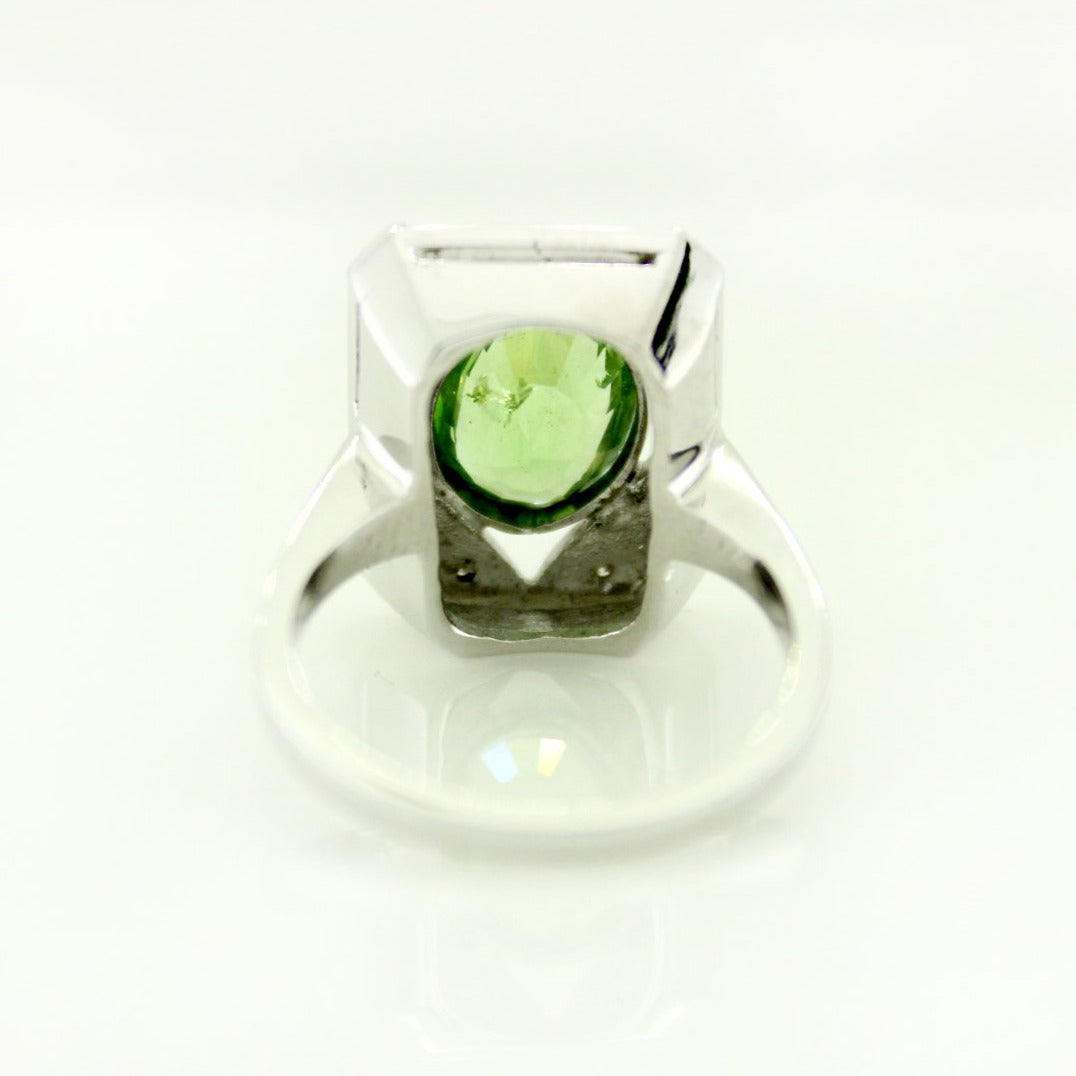 9ct White Gold Tsavorite Garnet and Diamond Cocktail Ring