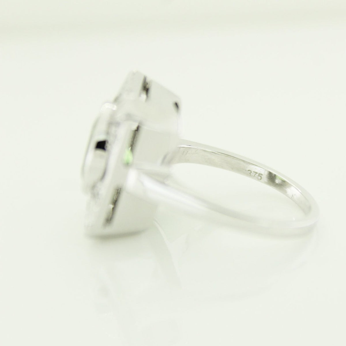 9ct White Gold Tsavorite Garnet and Diamond Cocktail Ring