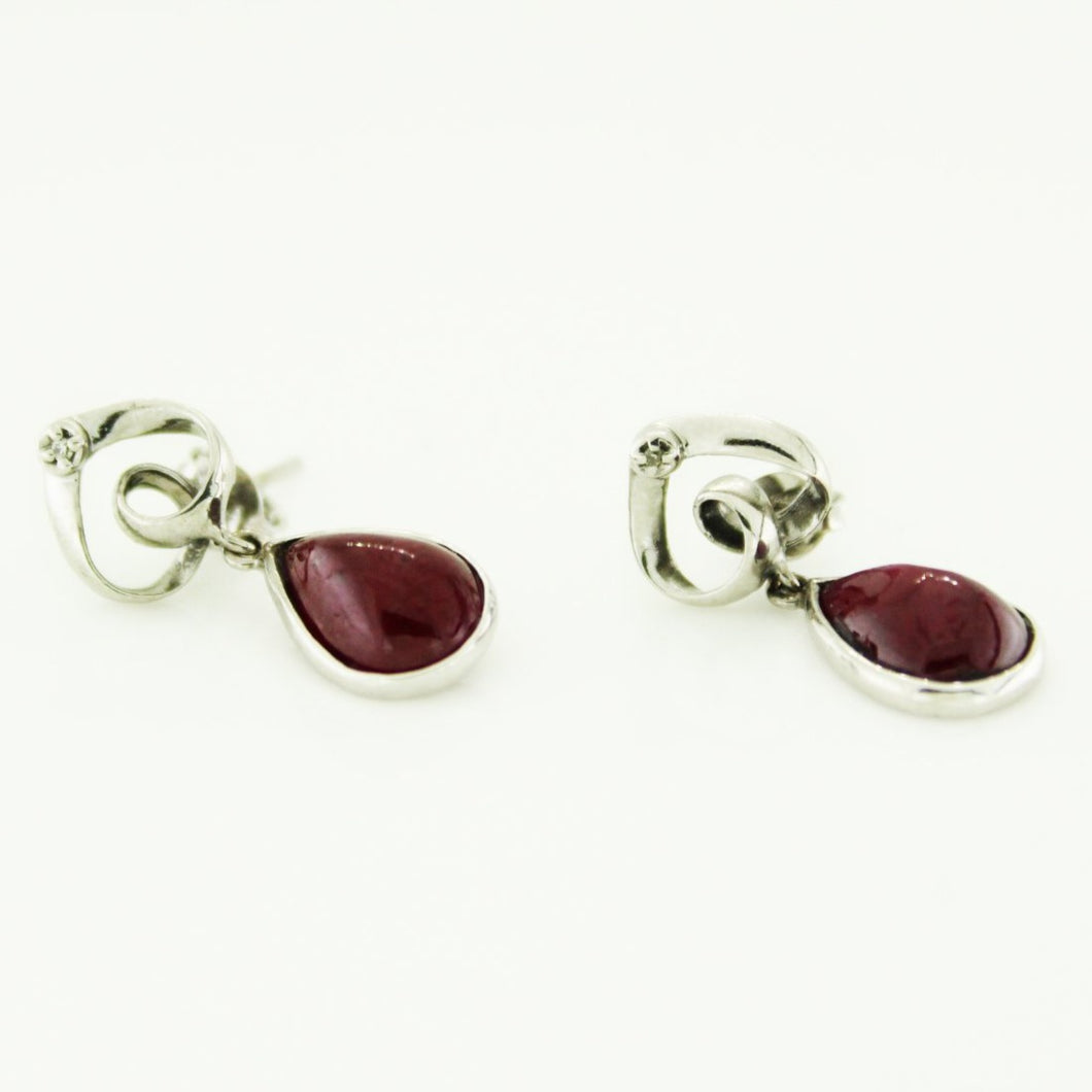 9ct White Gold Star Ruby and Diamond Stud Earrings