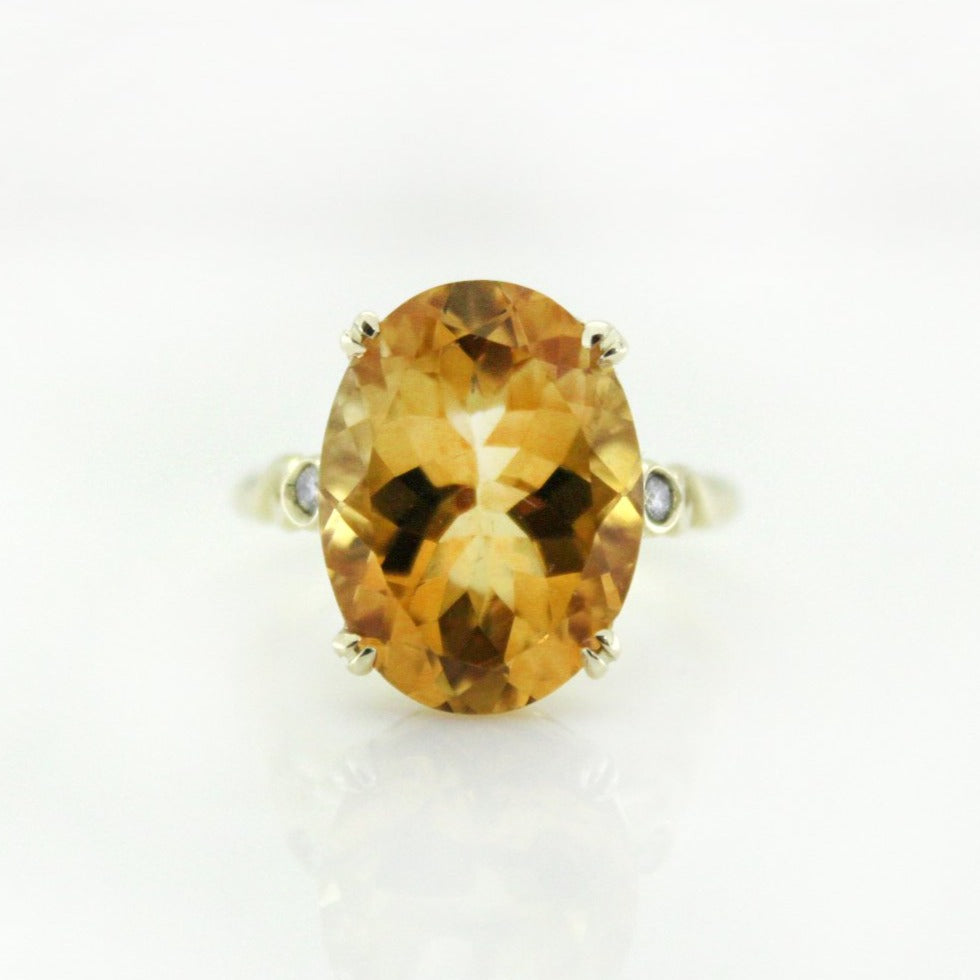 9ct Yellow Gold Citrine and Diamond Dress Ring