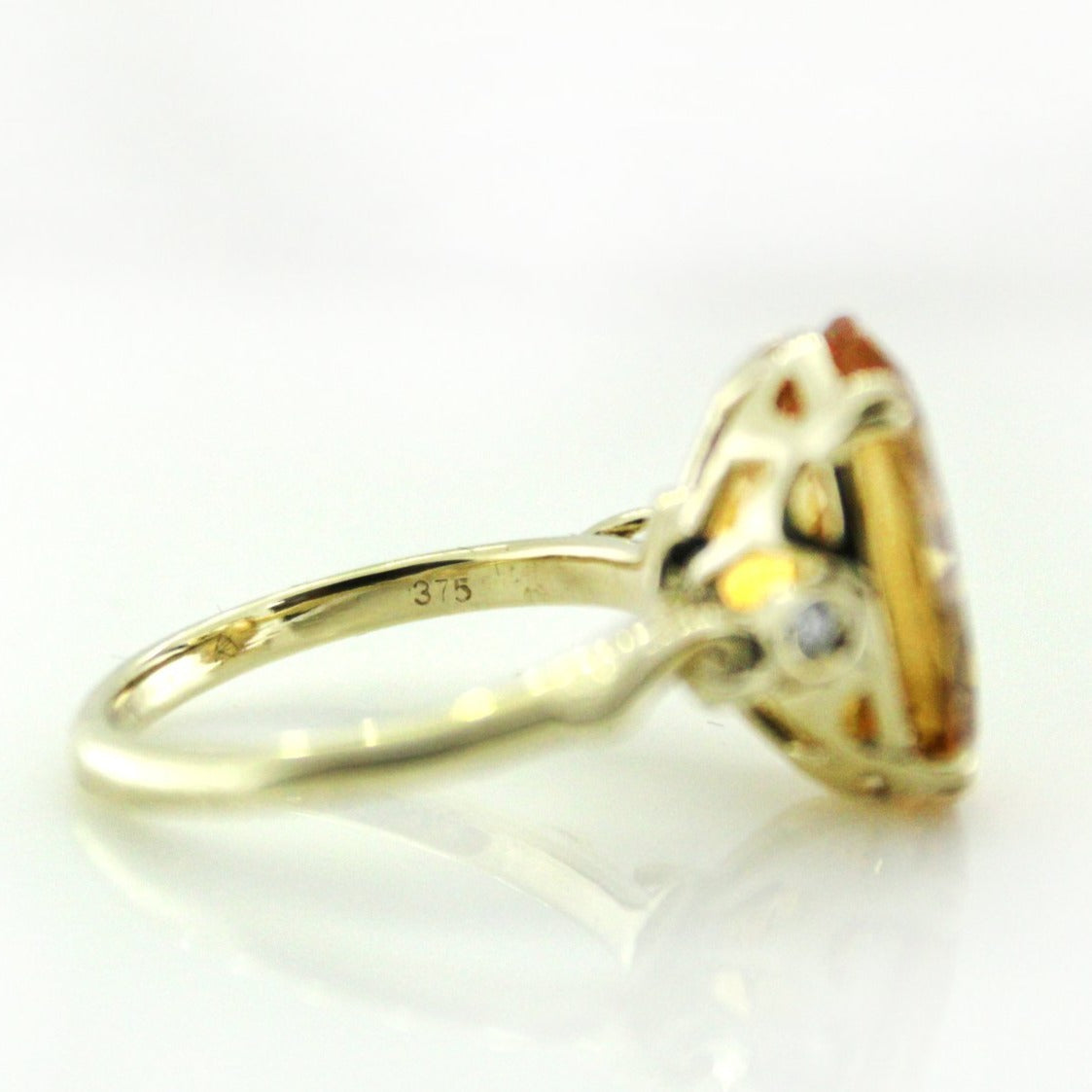 9ct Yellow Gold Citrine and Diamond Dress Ring