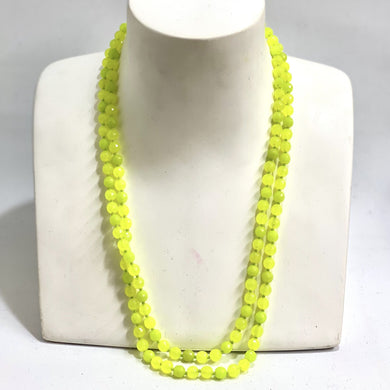 Sterling Silver Faceted Lime Green Crystal Beaded Necklace