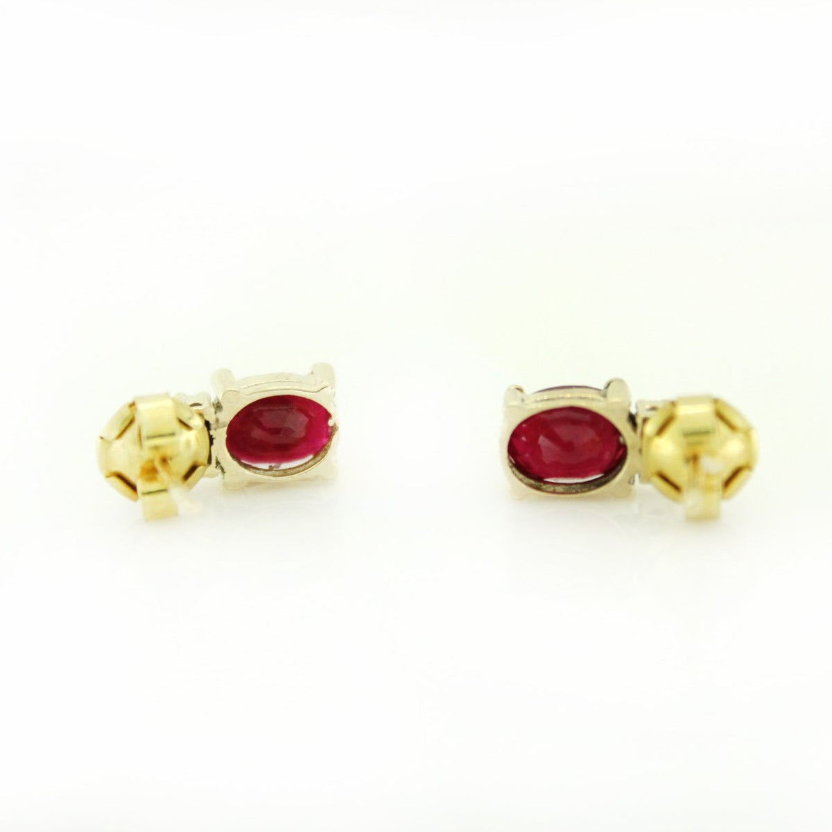 9ct Yellow Gold Ruby and Diamond Stud Earrings