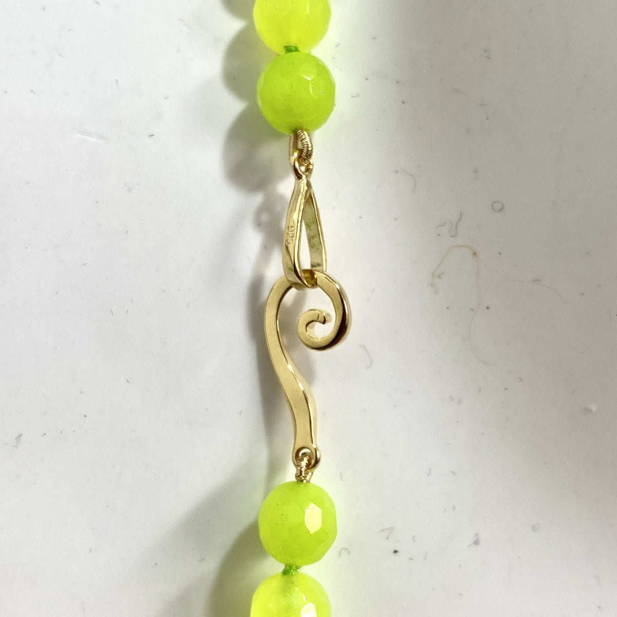 Sterling Silver Faceted Lime Green Crystal Beaded Necklace