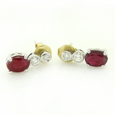 9ct White Gold Ruby and Diamond Drop Stud Earrings
