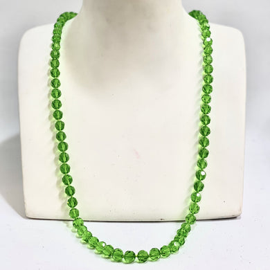 Sterling Silver Deep Green Faceted Crystal Beaded Necklace