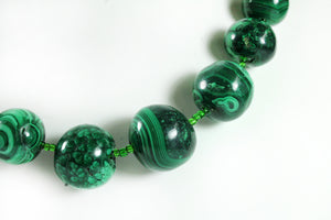 Malachite and Green Glass Graduated Beaded Necklace