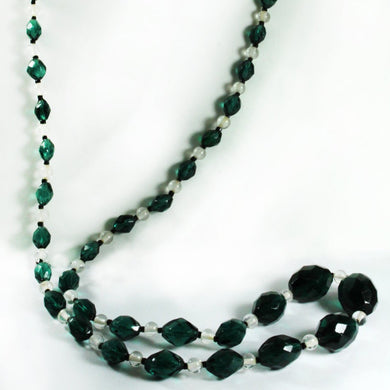 Vintage Rock Crystal and Green Paste Beaded Necklace