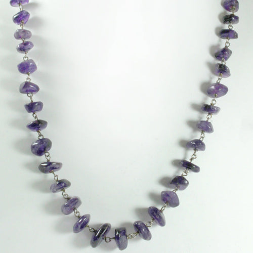 Sterling Silver Amethyst Chips Beaded Necklace