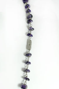 Sterling Silver Amethyst Chips Beaded Necklace