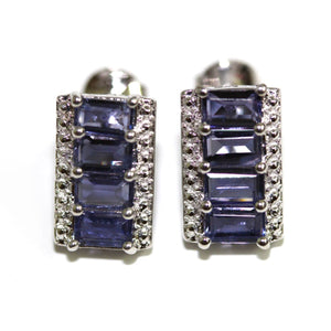 Tanzanite and Cubic Zirconia Sterling Silver Earrings