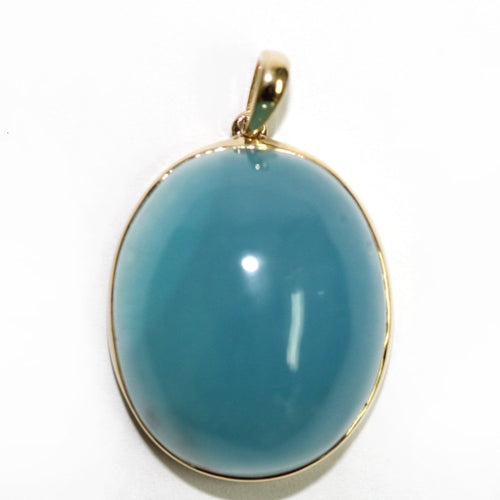 9ct Yellow Gold Cabochon Aquamarine Pendant