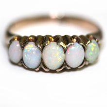 Antique 9ct Yellow Gold Solid Opal Bridge Ring